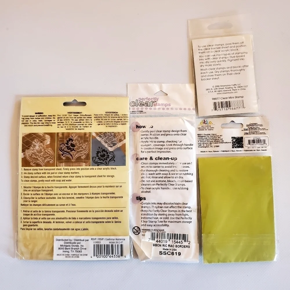 Clear Rubber Stamps, 4 NIP Sets Recollections Stampendous